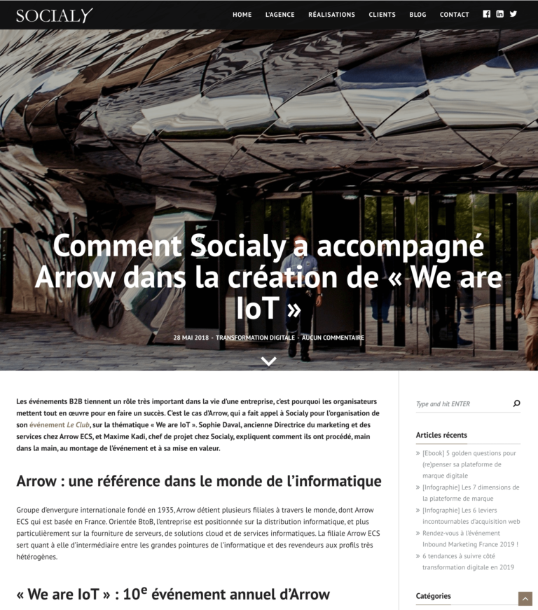Socialy – Comment Socialy a accompagné Arrow dans la création de We are IoT