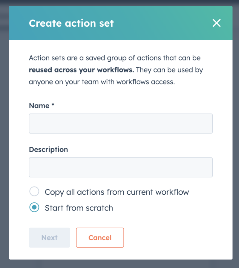 HubSpot : groupes d'actions