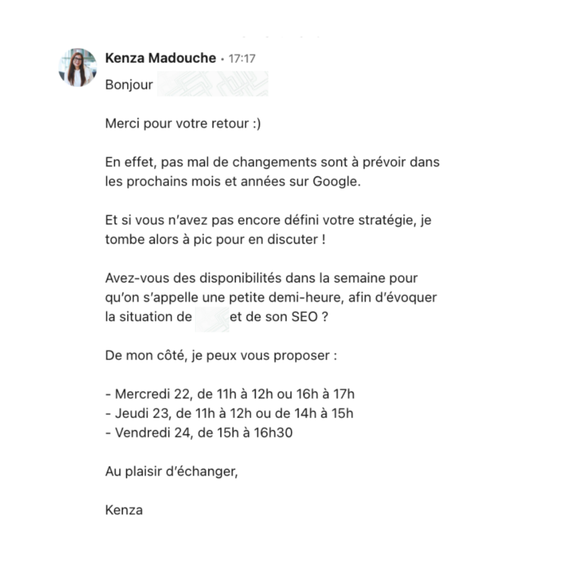 Proposition de rendez-vous