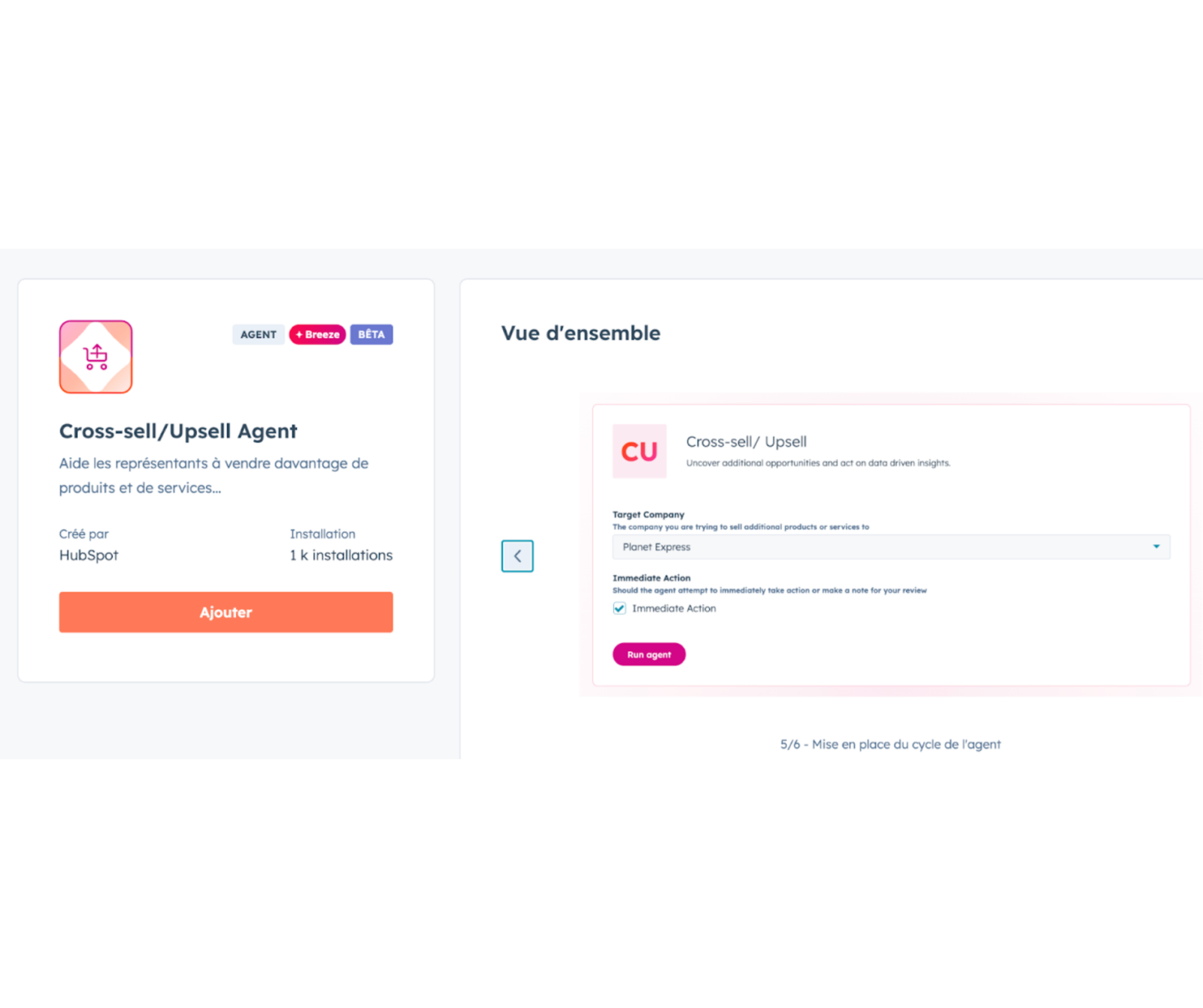 Cross-sell/Upsell Agent et sa vue d'ensemble